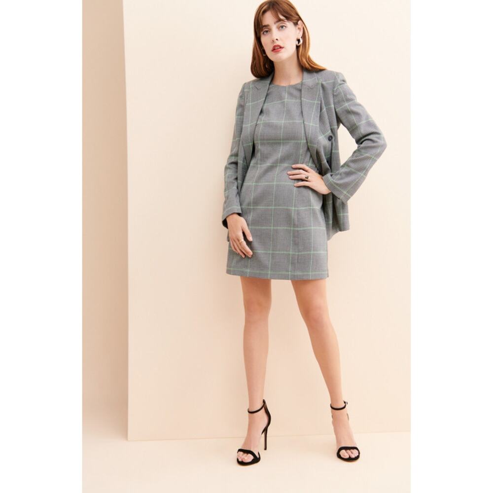 AMANDA UPRICHARD x NUULY Westwick Dress Mini Size Small Petite Plaid Puff Sleeve